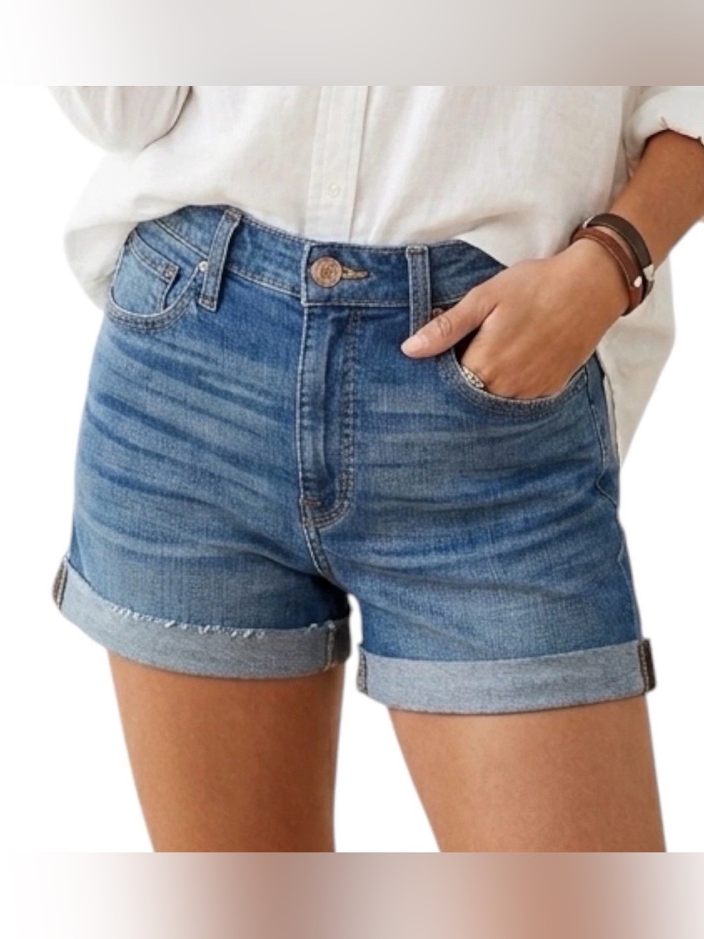 J. Crew Medium Blue Rolled Cuff Denim Shorts
